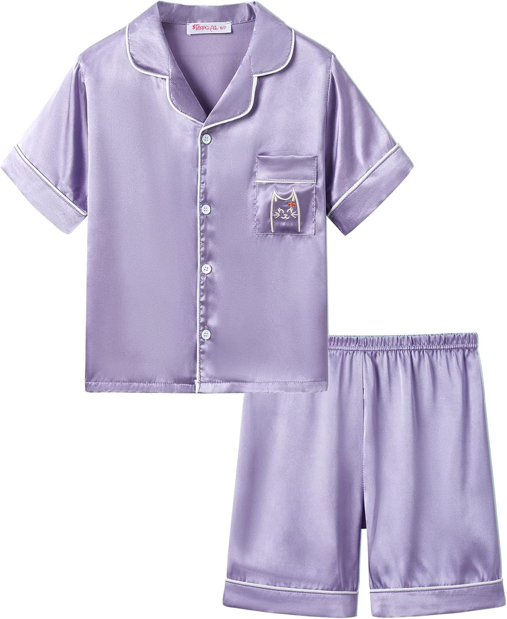 Girls Satin Pajama Set - Silky Button Down PJ with Shorts Size 6-16