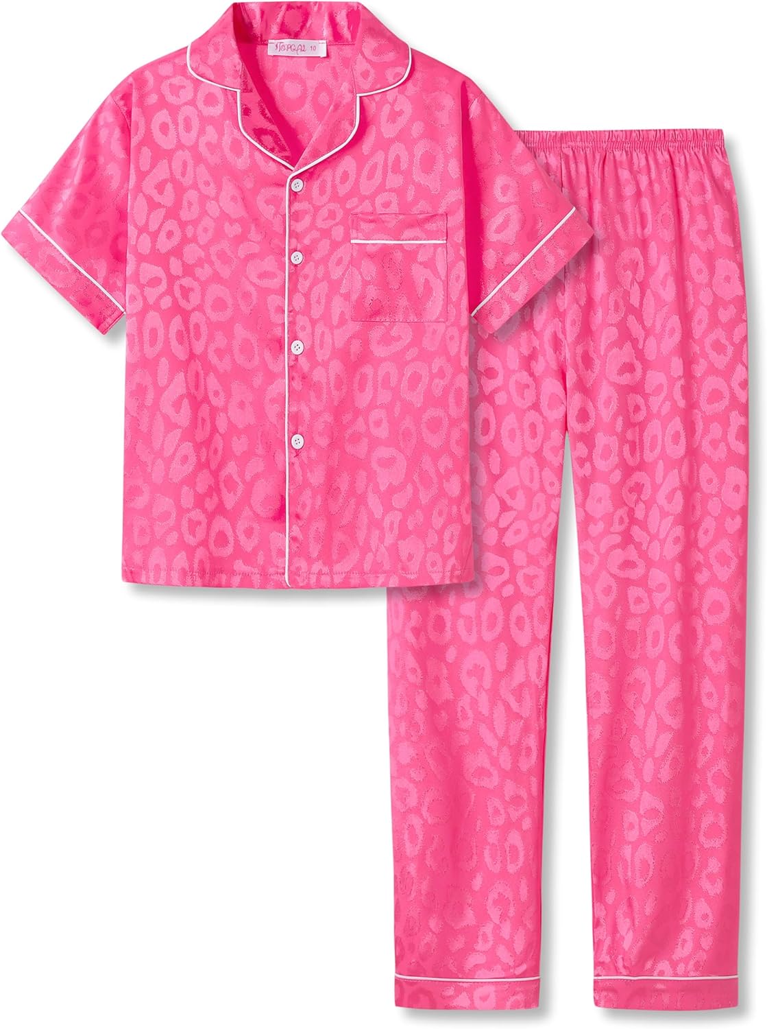 Girls Satin Pajama Set - Silky Button Down PJ with Shorts Size 6-16