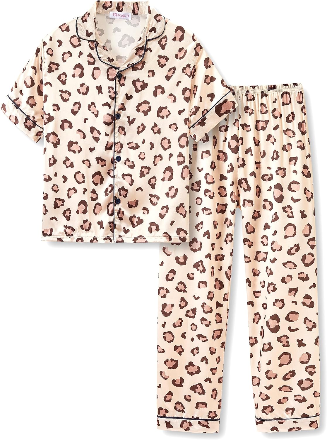 Girls Satin Pajama Set - Silky Button Down PJ with Shorts Size 6-16