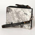Hair-On Cowhide Leather Coin Purse Western Mini Zip Wallet