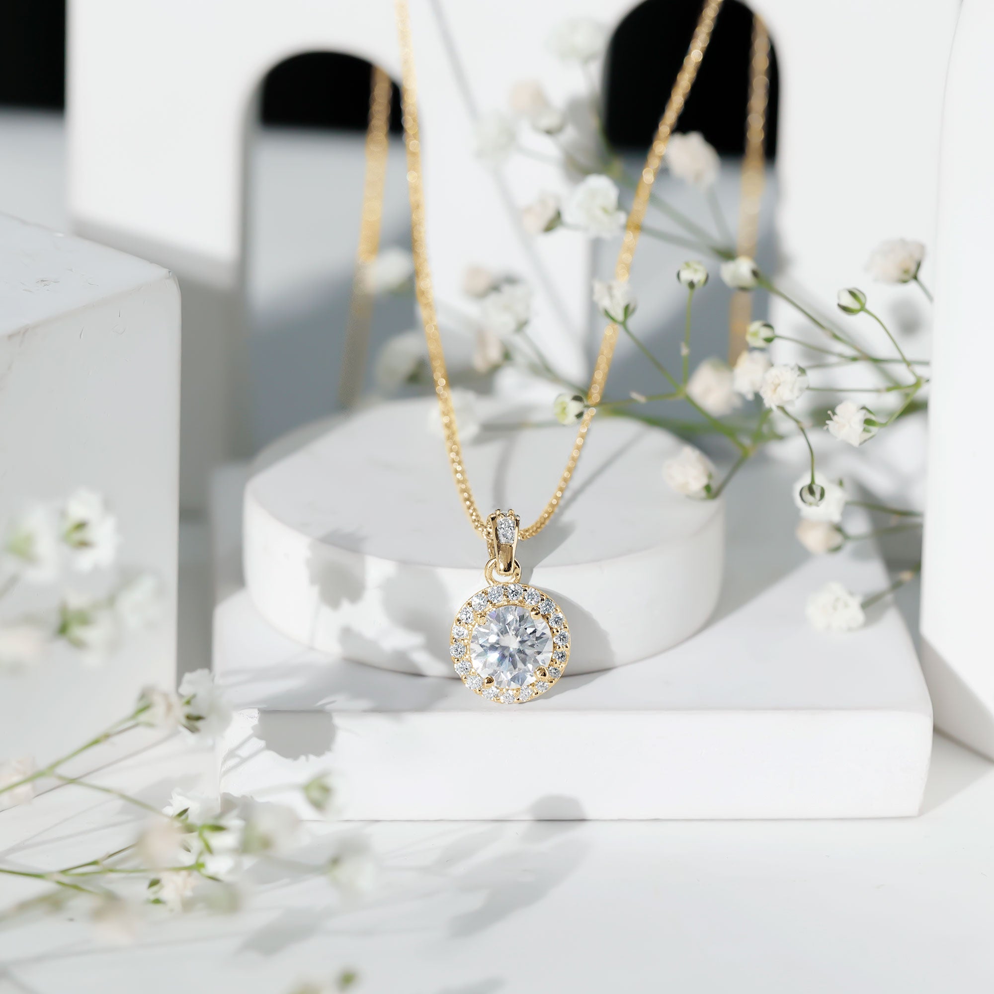 Certified 2 Carat Lab Grown Diamond Halo Pendant Necklace