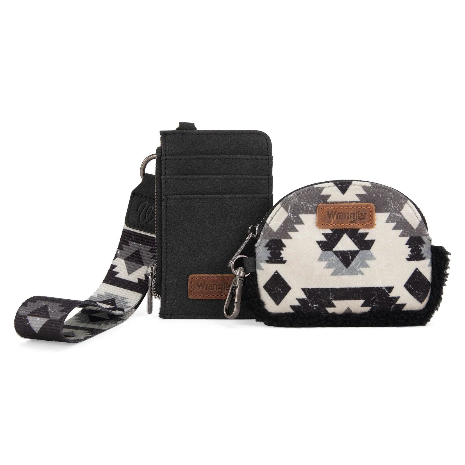 Wrangler Western Keychain Wristlet Wallets for Women Dual Pouch Wristlet Sherpa Coin Purse