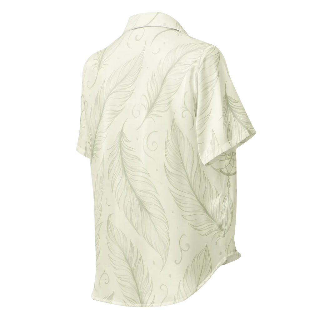 Silky Short Sleeve Pajama - Boho Feathers Satin - Dipaliz
