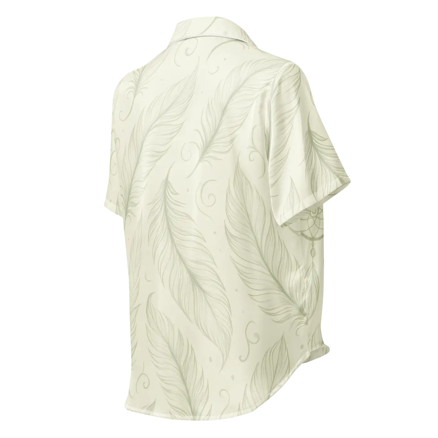 Silky Short Sleeve Pajama - Boho Feathers Satin - Dipaliz