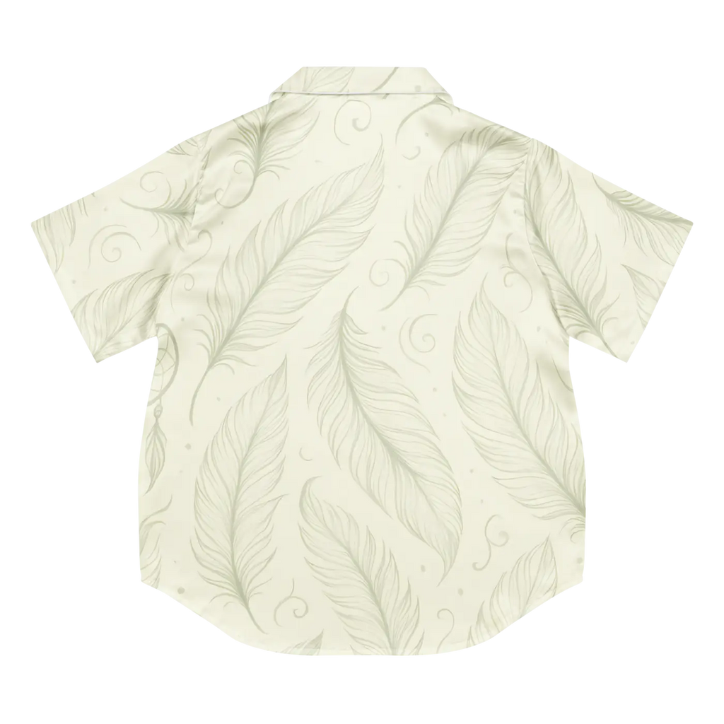 Silky Short Sleeve Pajama - Boho Feathers Satin - Dipaliz