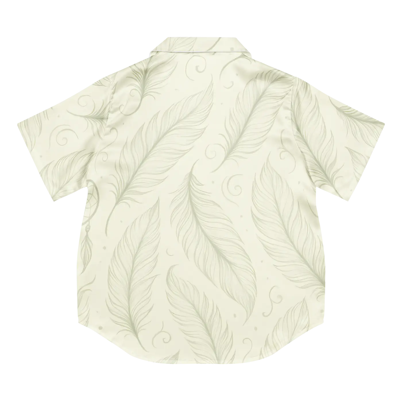 Silky Short Sleeve Pajama - Boho Feathers Satin - Dipaliz
